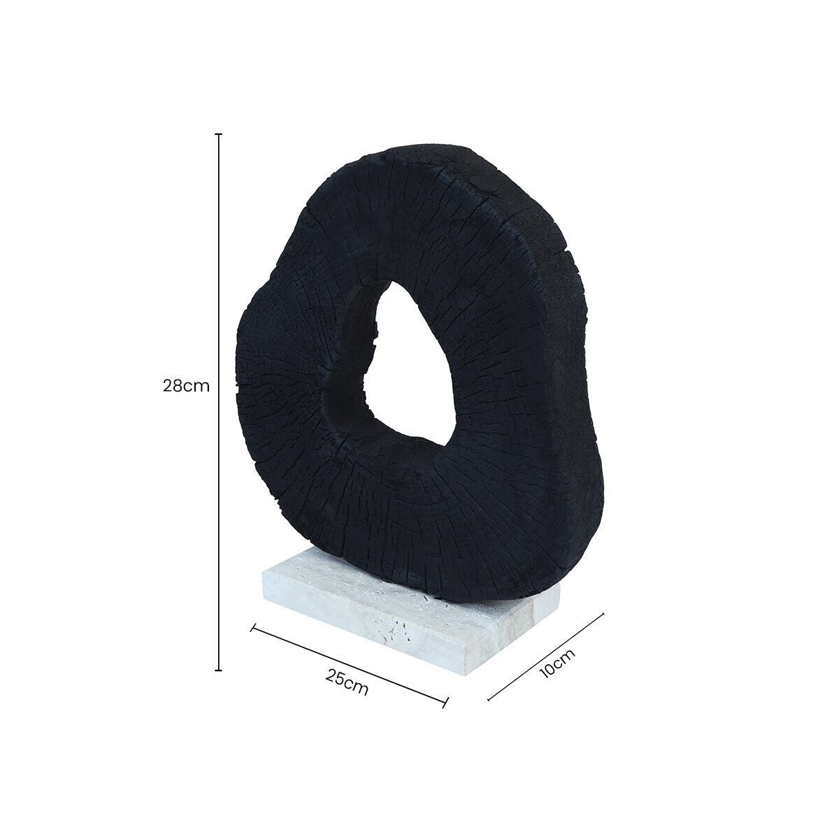 Tibor Black Mango Wood Sculpture With Travertine Base - Miola