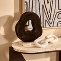 Tibor Black Mango Wood Sculpture With Travertine Base - Miola