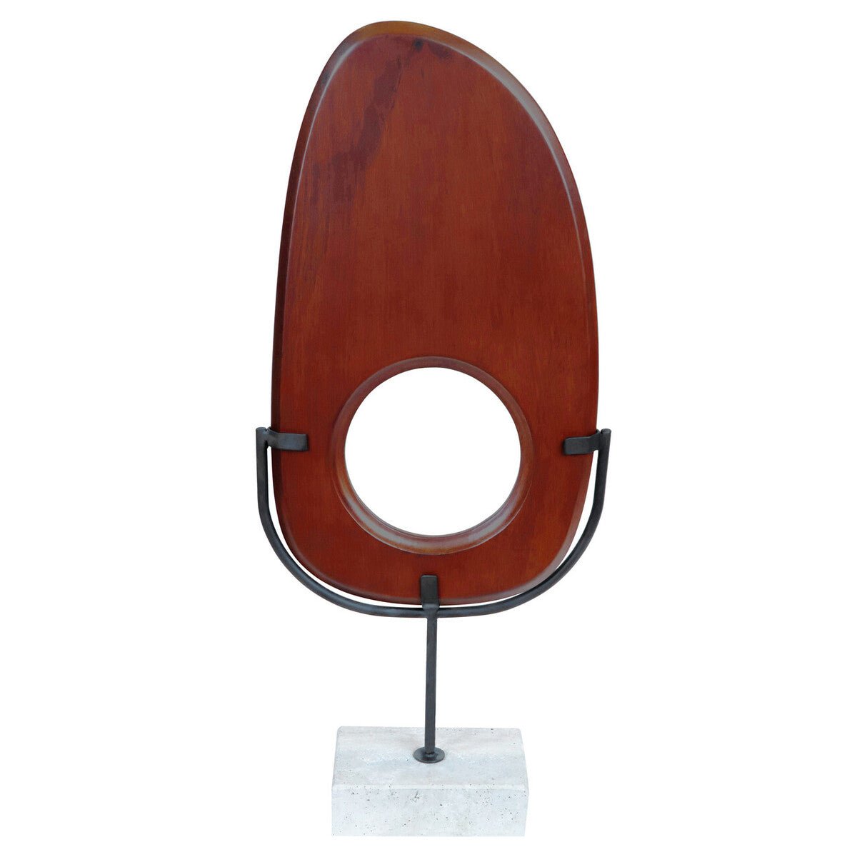 Westo Natural Wood Vertical Sculpture With Travertine Base - Miola