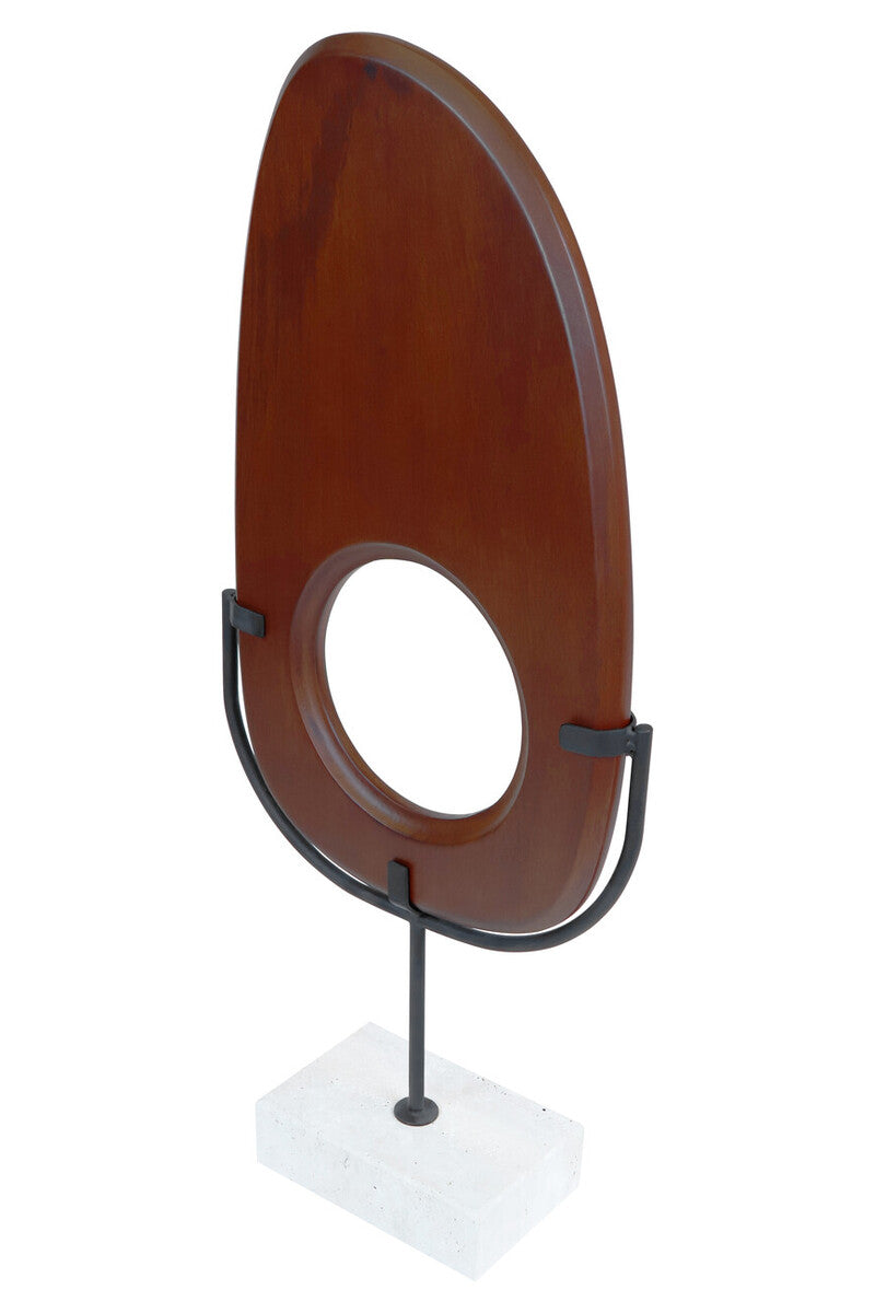 Westo Natural Wood Vertical Sculpture With Travertine Base - Miola