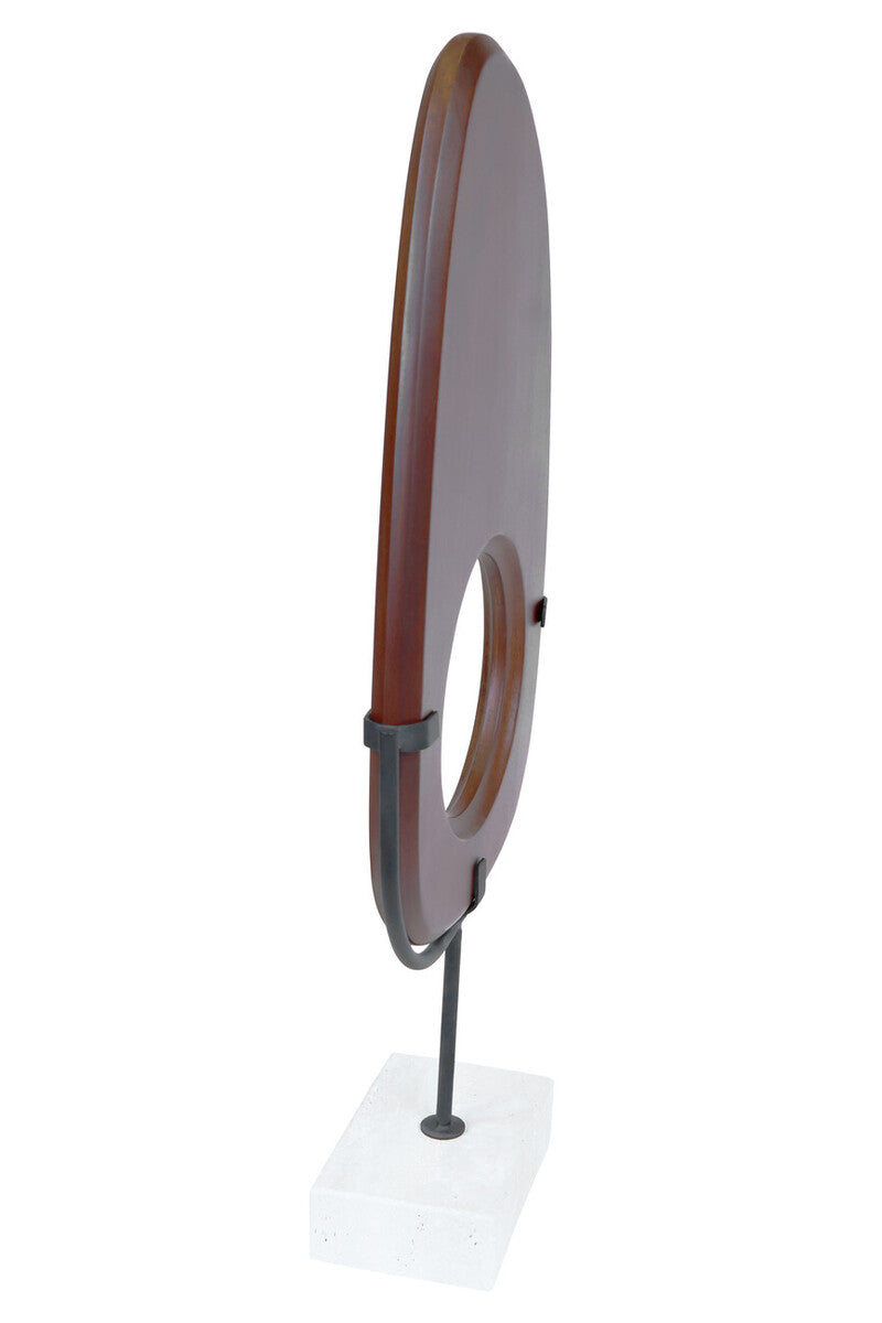 Westo Natural Wood Vertical Sculpture With Travertine Base - Miola