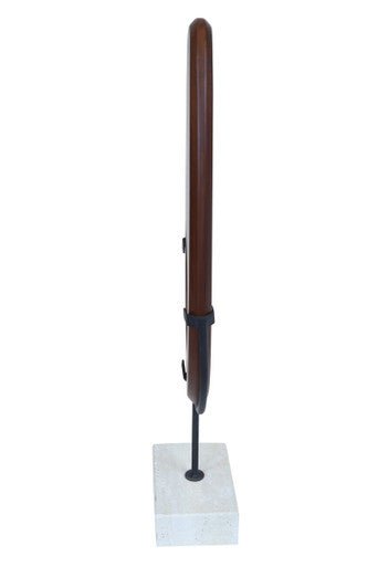 Westo Natural Wood Vertical Sculpture With Travertine Base - Miola