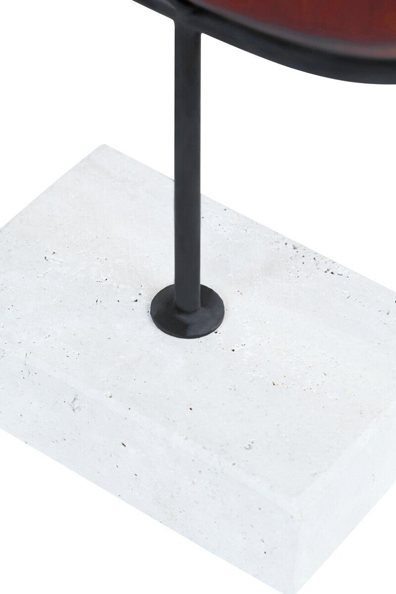 Westo Natural Wood Vertical Sculpture With Travertine Base - Miola