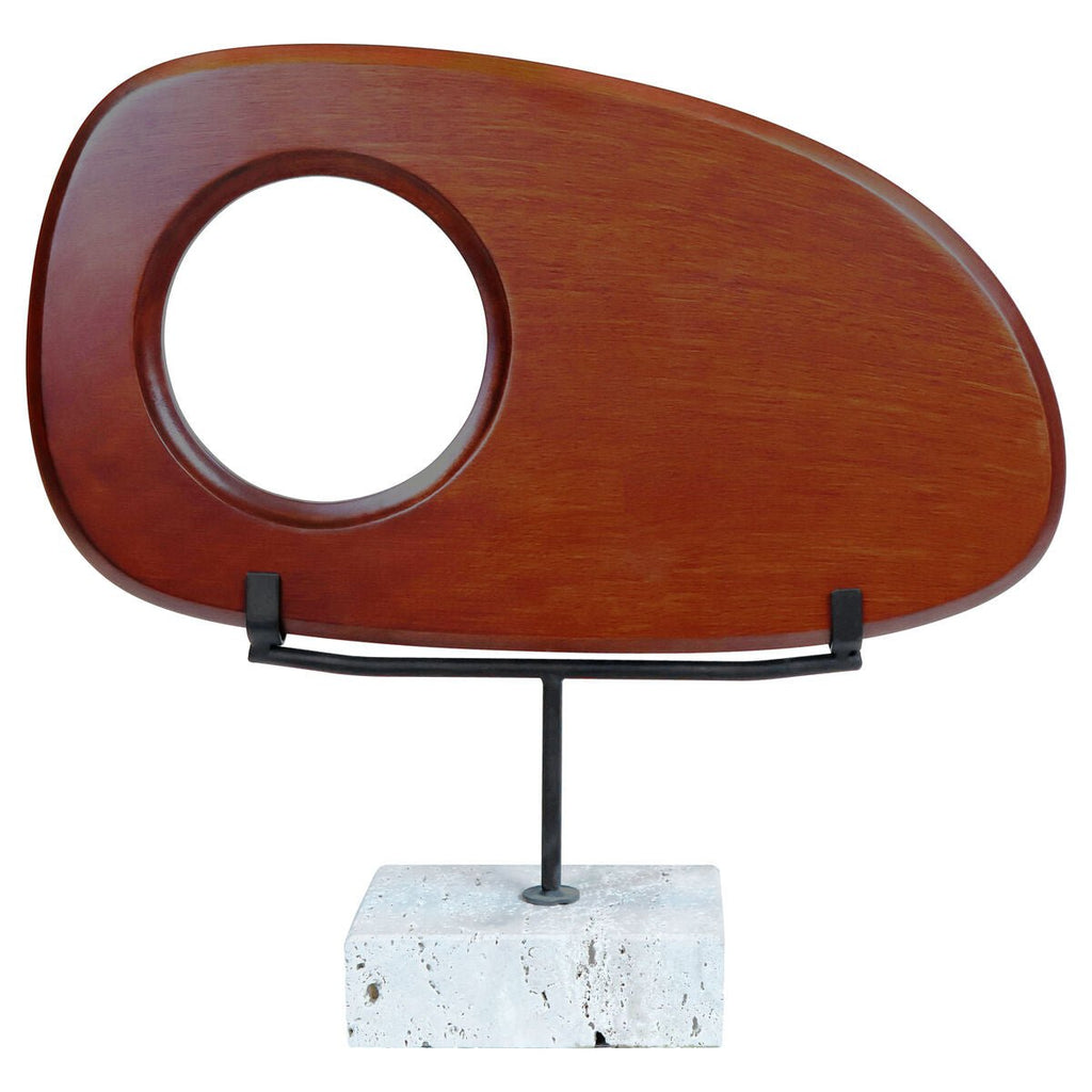 Westo Natural Wood Horizontal Sculpture With Travertine Base - Miola