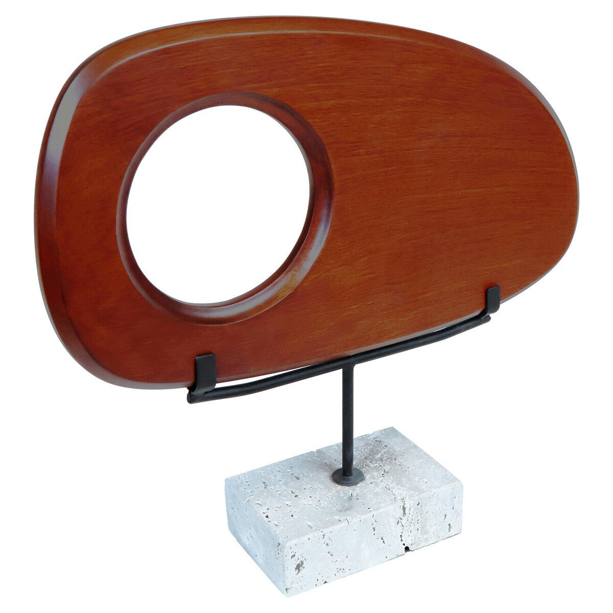Westo Natural Wood Horizontal Sculpture With Travertine Base - Miola