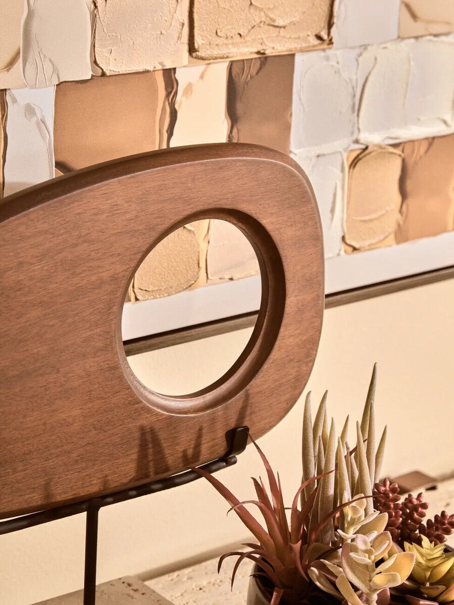 Westo Natural Wood Horizontal Sculpture With Travertine Base - Miola