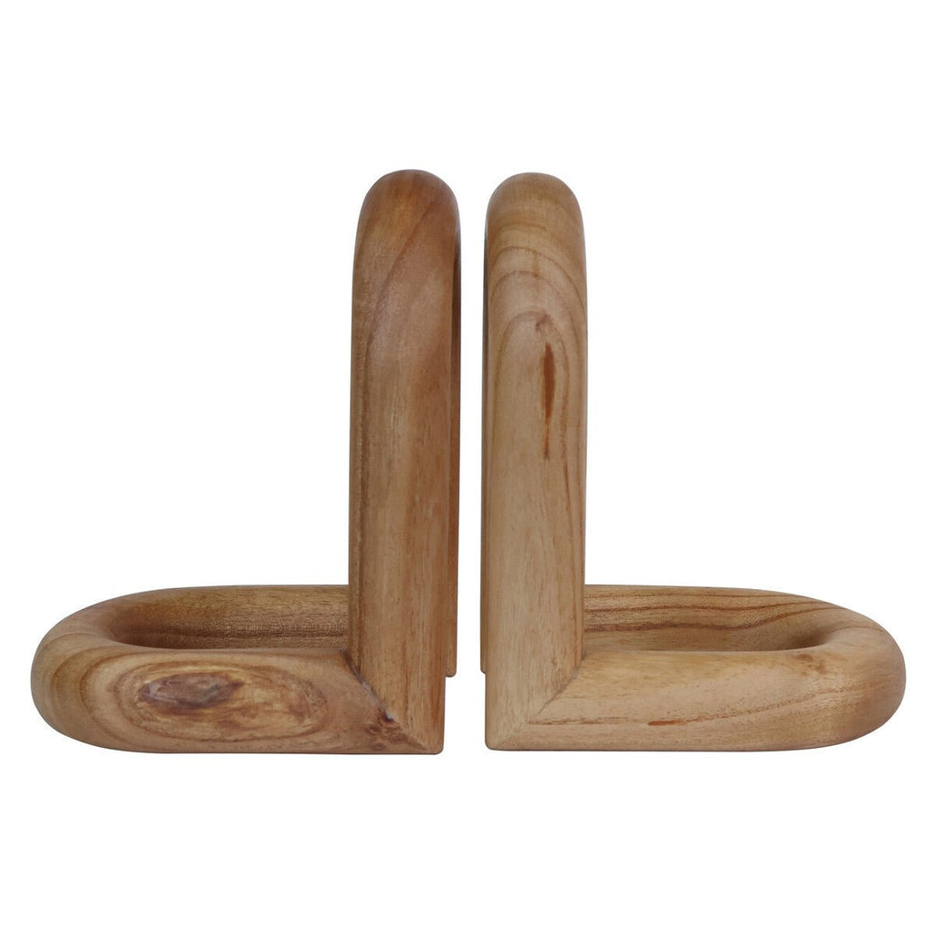 Arlo Natural Wood Set Of 2 Bookends - Miola