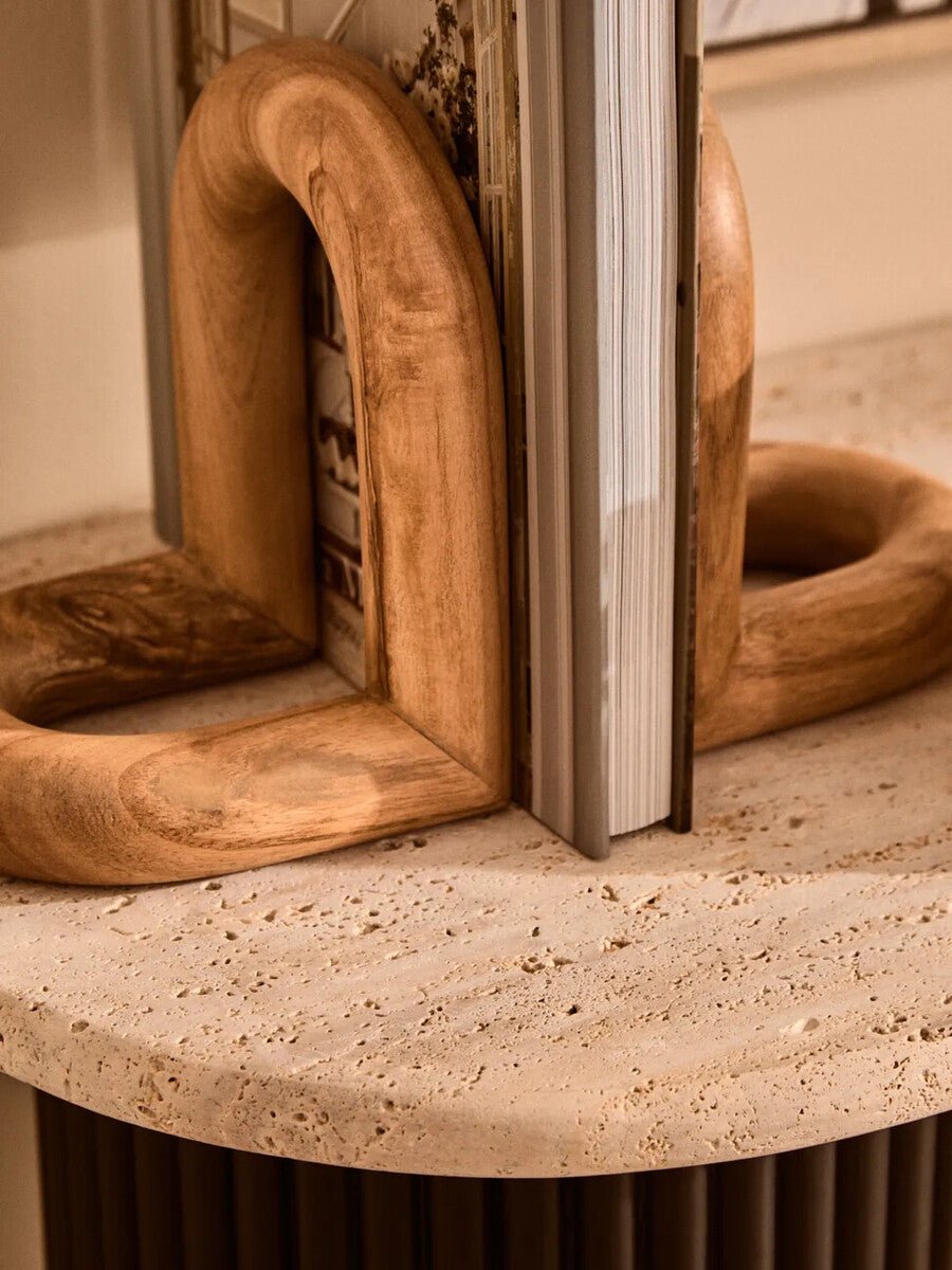 Arlo Natural Wood Set Of 2 Bookends - Miola