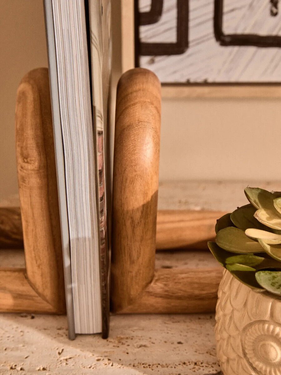 Arlo Natural Wood Set Of 2 Bookends - Miola