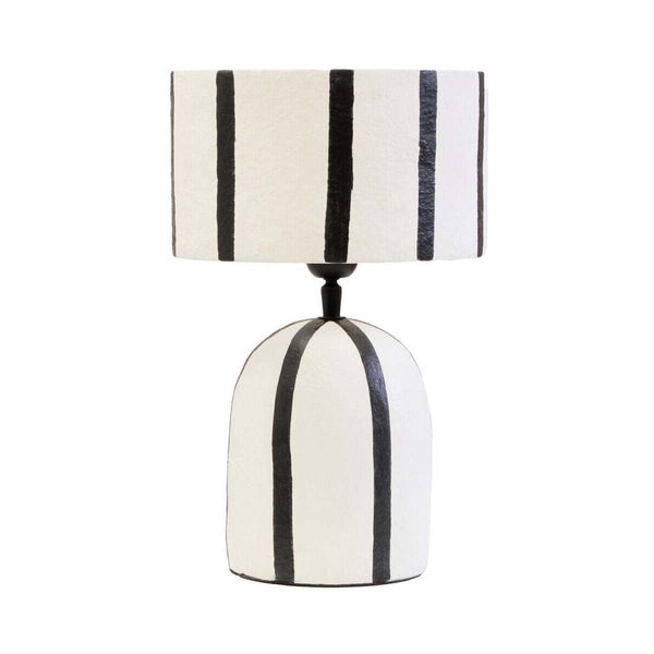 Black and White Stripe Papier Mache Table Lamp - Miola