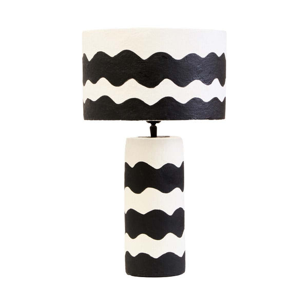Black and White Curved Stripe Table Lamp - Miola