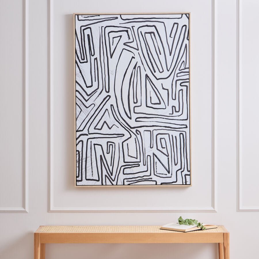 Astratto Abstract Black and Cream Textured Wall Art - Miola