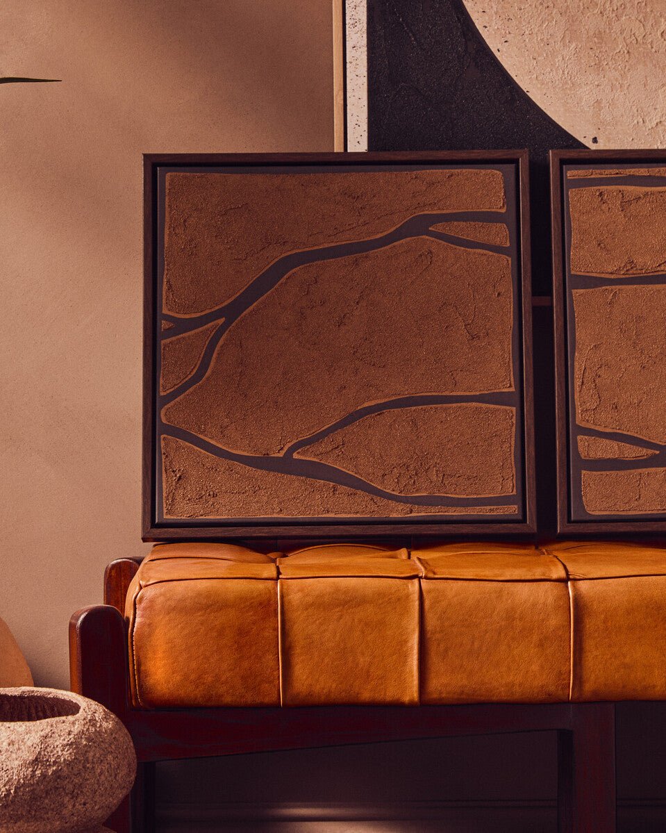 Astratto Set Of 2 Brown and Black Textured Wall Art - Miola