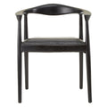 Kendari Black Leather and Teak Wood Chair