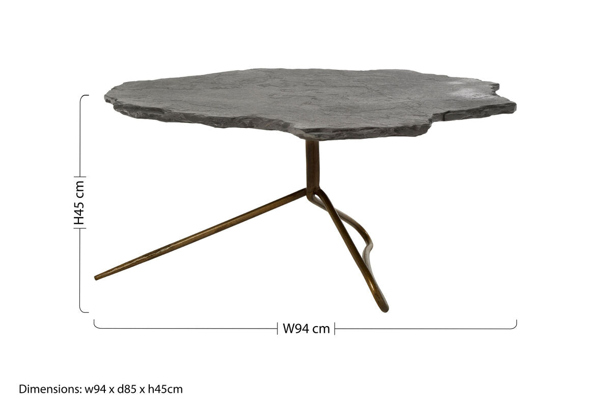 Grey Stone Top Coffee Table with Tripod Geometric Base, Rany - Miola