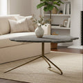 Grey Stone Top Coffee Table with Tripod Geometric Base, Rany - Miola