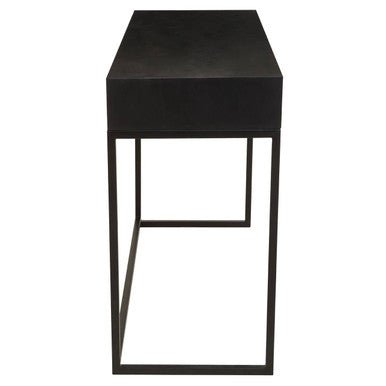 Black Wood 2 - Drawer Console Table with Black and White Bone Inlay Chevron Fronts, Fusion - Miola