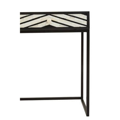 Black Wood 2 - Drawer Console Table with Black and White Bone Inlay Chevron Fronts, Fusion - Miola