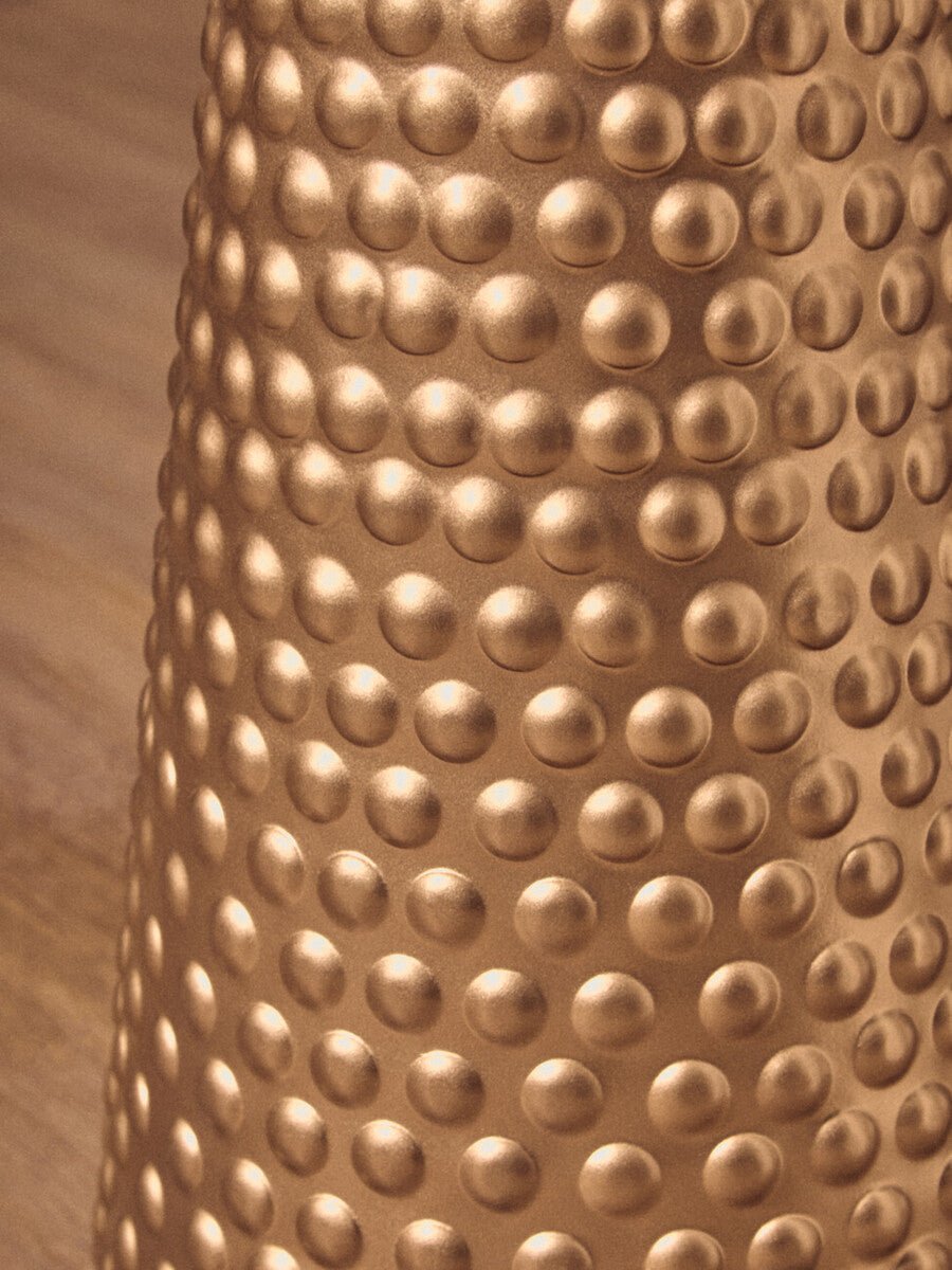 White Tabletop Side Table with Chunky Hammered Gold Base, Amira - Miola