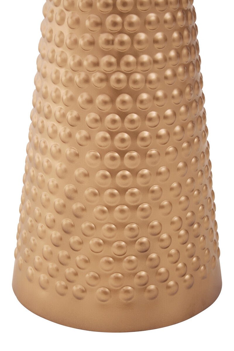White Tabletop Side Table with Chunky Hammered Gold Base, Amira - Miola