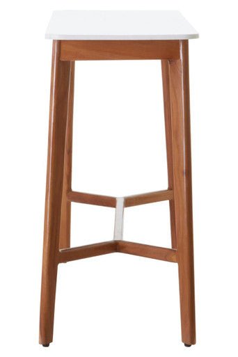 White Marble Top Console Table with Sustainable Acacia Wood Base, Myan - Miola
