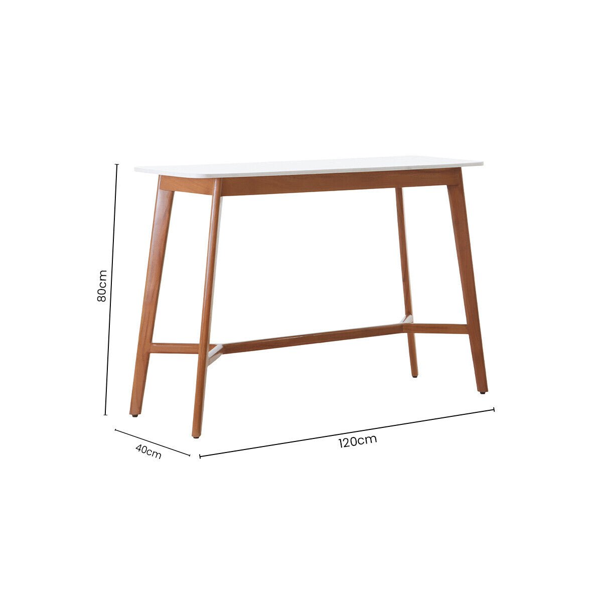 White Marble Top Console Table with Sustainable Acacia Wood Base, Myan - Miola
