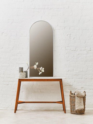 White Marble Top Console Table with Sustainable Acacia Wood Base, Myan - Miola