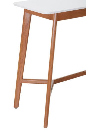 White Marble Top Console Table with Sustainable Acacia Wood Base, Myan - Miola