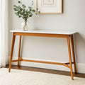 White Marble Top Console Table with Sustainable Acacia Wood Base, Myan - Miola