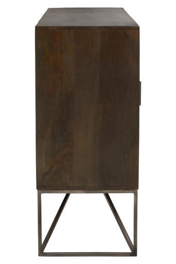 Solana Grey Washed Carved Mango Wood Sideboard - Miola
