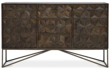 Solana Grey Washed Carved Mango Wood Sideboard - Miola