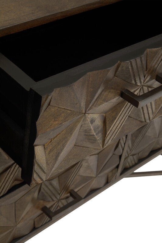 Solana Grey Washed Carved Mango Wood Sideboard - Miola
