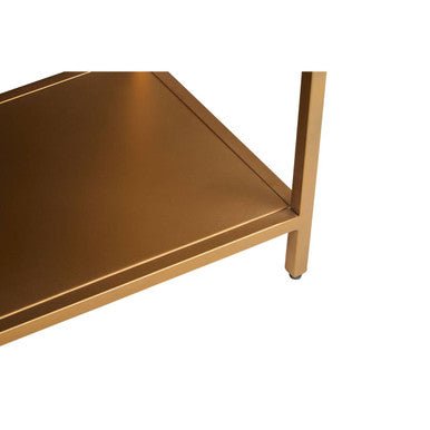 Grey Mango Wood 2 - Drawer Console Table with Gold Finish Iron Frame and Lower Shelf, Patna - Miola