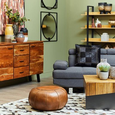 Two Tone Natural Bamboo Square Coffee Table with Dark Ebony Finish Base, Gabor - Miola