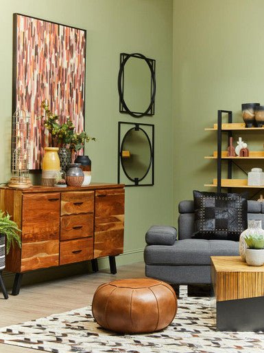 Two Tone Natural Bamboo Square Coffee Table with Dark Ebony Finish Base, Gabor - Miola