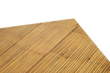 Two Tone Natural Bamboo Square Coffee Table with Dark Ebony Finish Base, Gabor - Miola