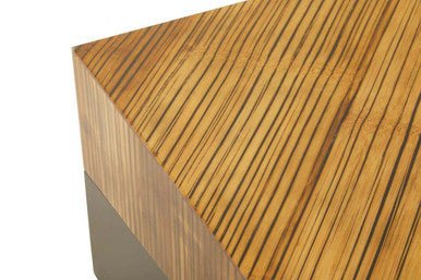 Two Tone Natural Bamboo Square Coffee Table with Dark Ebony Finish Base, Gabor - Miola