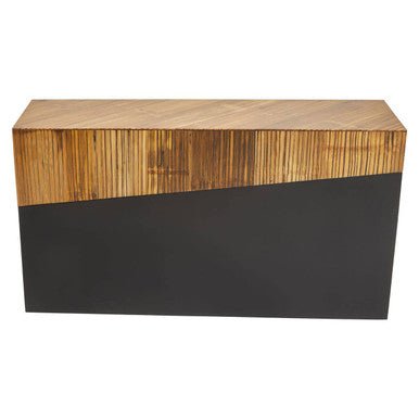 Two Tone Natural Bamboo Console Table with Dark Ebony Finish Base, Gabor - Miola