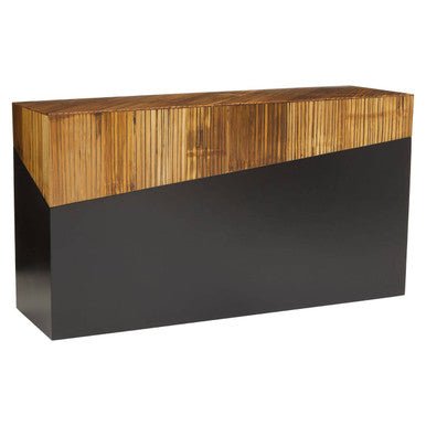 Two Tone Natural Bamboo Console Table with Dark Ebony Finish Base, Gabor - Miola
