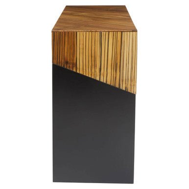 Two Tone Natural Bamboo Console Table with Dark Ebony Finish Base, Gabor - Miola