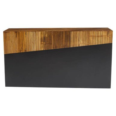 Two Tone Natural Bamboo Console Table with Dark Ebony Finish Base, Gabor - Miola