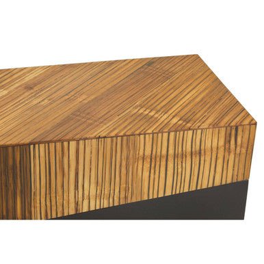 Two Tone Natural Bamboo Console Table with Dark Ebony Finish Base, Gabor - Miola