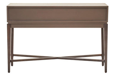 Antique Grey 2-Drawer Console Table with Black Metal Rectangular Handles, Dimaro