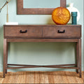 Antique Grey 2-Drawer Console Table with Black Metal Rectangular Handles, Dimaro