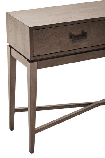 Antique Grey 2-Drawer Console Table with Black Metal Rectangular Handles, Dimaro