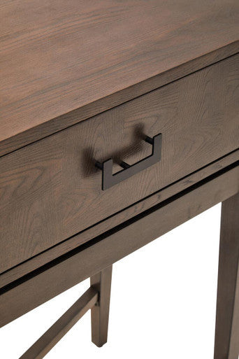 Antique Grey 2-Drawer Console Table with Black Metal Rectangular Handles, Dimaro