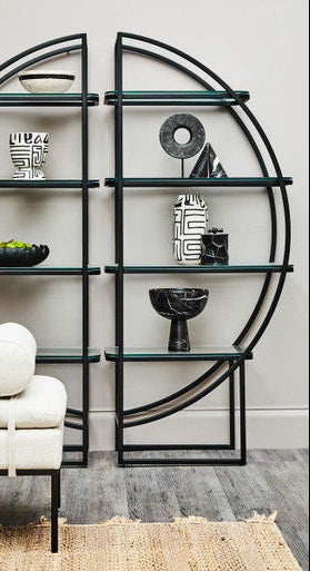 Vogue Right Half Moon Black Shelf Unit