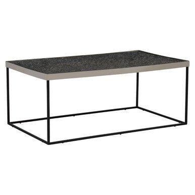 Silver Metal Rectangular Top Coffee Table with Black Interconnected Legs, Akola - Miola