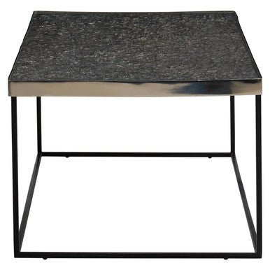 Silver Metal Rectangular Top Coffee Table with Black Interconnected Legs, Akola - Miola