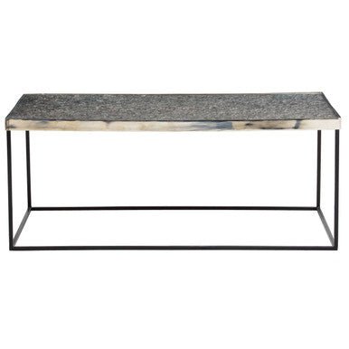 Silver Metal Rectangular Top Coffee Table with Black Interconnected Legs, Akola - Miola